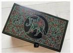 Brocante olifant kistje oosters lakdoos zwart groen, Minder dan 50 cm, 50 tot 100 cm, Ophalen of Verzenden, Zo goed als nieuw