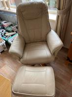 echt leren fauteuil met voetenbankje, Ophalen, 50 tot 75 cm, Leer, 75 tot 100 cm