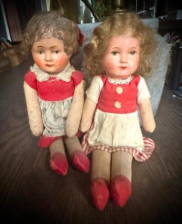 Poppen popje pop doll 2x antiek curiosa brocante vintage  beschikbaar voor biedingen