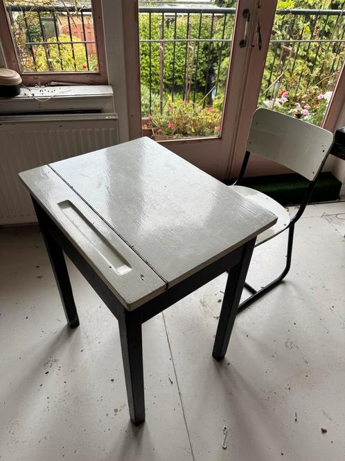 Antiek Schoolbankje met Stoel, Huis en Inrichting, Bureaus, Gebruikt, Bureau, Ophalen