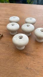 Grote oude porseleinen knoppen kastknoppen deurknop 6 stuks, Ophalen of Verzenden