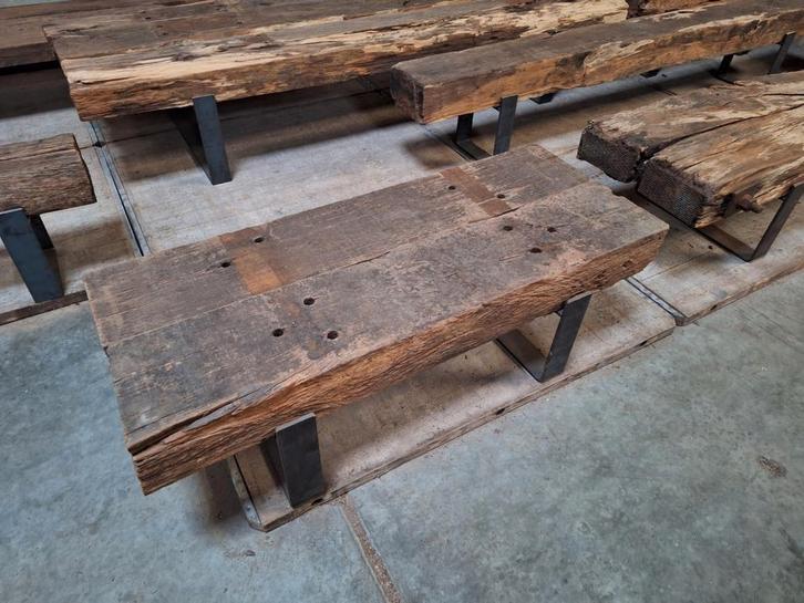 Hardhouten  bielzen  Spoorbielzen  tv dressoir  salontafel, Tuin en Terras, Bielzen en Borders, Gebruikt, Biels, Hout, Ophalen