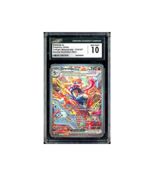 Pokemon Greninja ex Twilight Masquerade Full Art #214 CGC 10, Hobby en Vrije tijd, Verzamelkaartspellen | Pokémon, Zo goed als nieuw