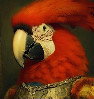 Art Top – Graffiti Groenvleugel Ara Macaw op doek beschikbaar voor biedingen