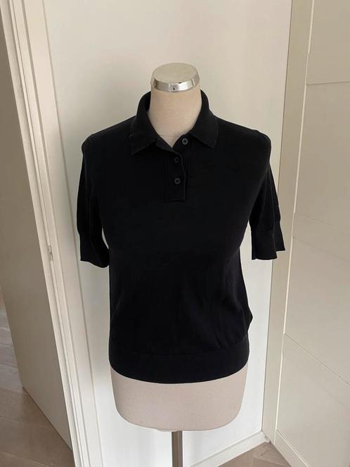 COS Zwart Polo Shirt - Maat S 55% zijde en 45% katoen, Kleding | Dames, T-shirts, Zo goed als nieuw, Maat 36 (S), Zwart, Korte mouw