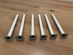 6 witte metalen poten, 40cm, Huis en Inrichting, Tafelonderdelen, Tafelpoot, Rond, Minder dan 50 cm, Ophalen of Verzenden