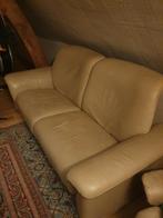 IN PRIJS VERLAAGD - Stressless 2-zits leren bank crème/bruin, Ophalen of Verzenden, Gebruikt, 75 tot 100 cm, Leer