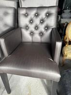 8 Luxe Lederlook Eetkamerstoelen, Gebruikt, Leer, Ophalen of Verzenden, Grijs