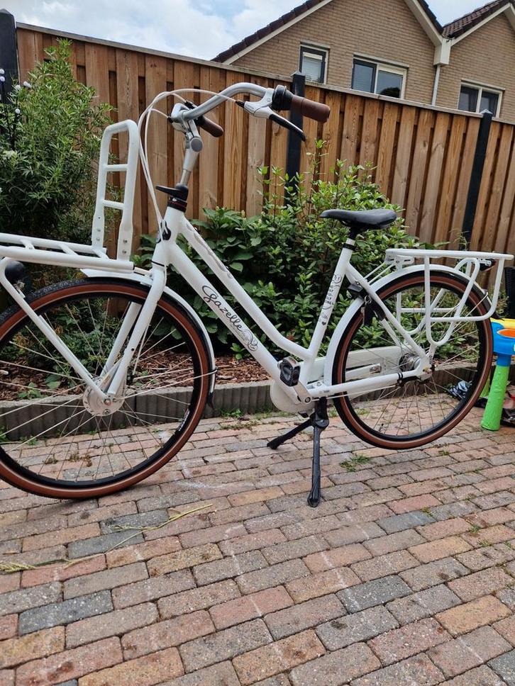 Gazelle Moederfiets - Wit met Bruine Details, Fietsen en Brommers, Fietsen | Dames | Moederfietsen, Gebruikt, Gazelle, 56 cm of meer