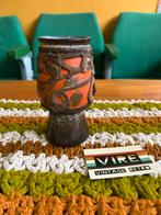 Vintage jaren 70 bruin oranje Strehla vaas, Overige kleuren, Aardewerk of Porselein, ?, Zo goed als nieuw