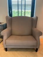 Grijze fauteuil in klassieke stijl, Huis en Inrichting, Ophalen, Gebruikt, Stof, 75 tot 100 cm