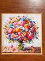 Kaart happy birthday bloemen 332 = 1,75., Hobby en Vrije tijd, Kaarten | Zelfgemaakt, Ophalen of Verzenden, Zo goed als nieuw
