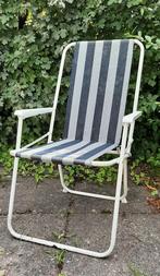 Retro Campingstoeltje blauw/wit ( GERESERVEERD  ), Caravans en Kamperen, Kampeermeubelen, Ophalen, Zo goed als nieuw, Campingstoel