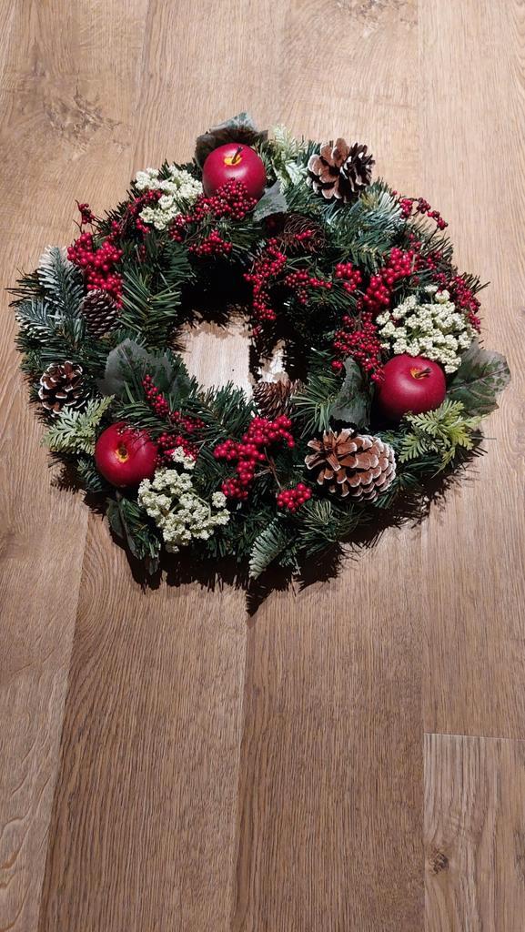 Kerstkrans met Appels en Bessen, Huis en Inrichting, Woonaccessoires | Kransen, Nieuw, Ophalen of Verzenden