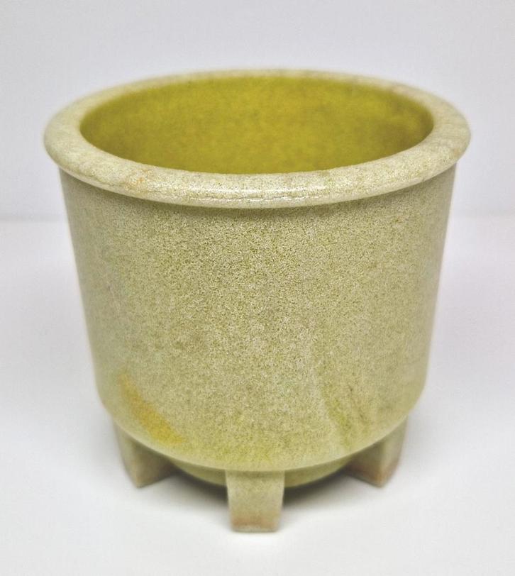 A.D. Copier Glasfabriek Leerdam gele graniver cactuspot 1928, Antiek en Kunst, Antiek | Glas en Kristal, Ophalen of Verzenden