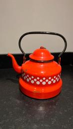 Fluitketel rood emaille met witte stippen, Antiek en Kunst, Ophalen of Verzenden