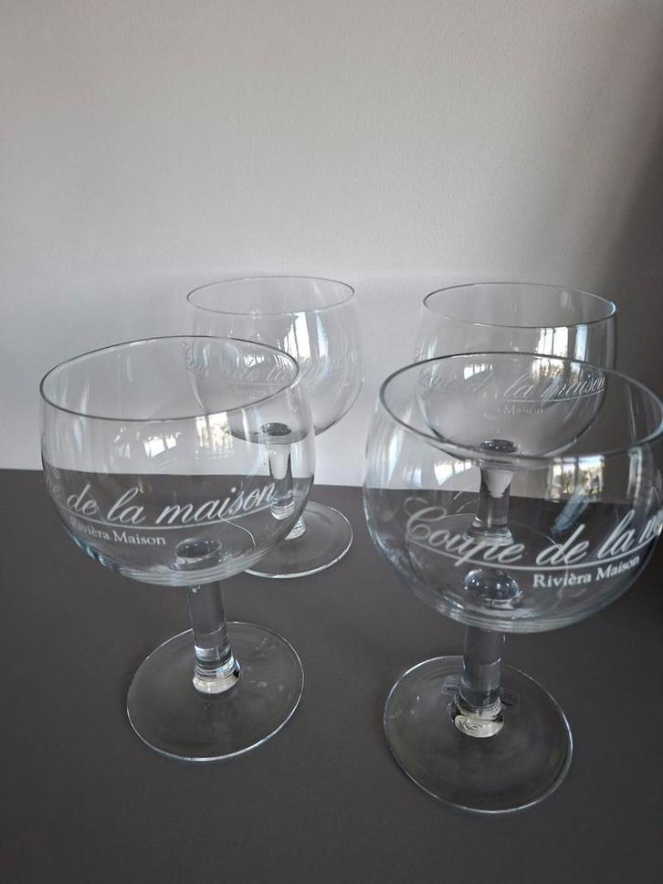 Riviera Maison Coupe Glazen - 4 stuks, Huis en Inrichting, Keuken | Servies, Zo goed als nieuw, Glas of Glazen, Overige stijlen
