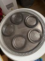 Vintage verzilverd Dienblad met Onderzetters, Antiek en Kunst, Ophalen of Verzenden