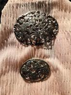 Vintage Zilveren Broche met Bloemmotief, 4 tot 7 cm, Gebruikt, Ophalen of Verzenden, Zilver