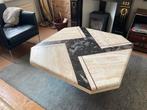 Marmer marmeren salontafel retro blad travertin, Huis en Inrichting, Tafels | Salontafels, Ophalen, 100 tot 150 cm, Rond, Zo goed als nieuw
