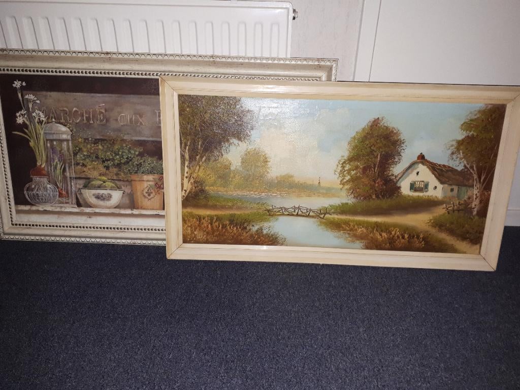 Partij antieke, kunst, print, moderne schilderijen., Diversen, Rommelmarktspullen, Ophalen, Gebruikt