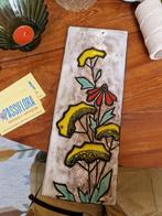 Wandtegel Ruscha Keramiek Bloemen Geel Rood, Ophalen of Verzenden