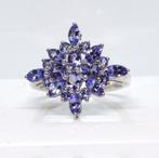 Zilveren 925 Ring. 20 Tanzanieten 2,04 Carat, Maat 17,3 mm, Sieraden, Tassen en Uiterlijk, Ringen, Verzenden, Geen, Nieuw, 17 tot 18