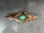 Amsterdamse School Koperen Broche, Sieraden, Tassen en Uiterlijk, Broches, 4 tot 7 cm, Ophalen of Verzenden, Met edelsteen, Groen