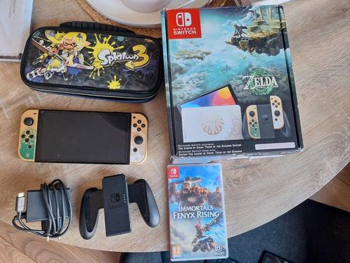 Nintendo switch oled zelda edition + doos, hoesje en 1 game, Spelcomputers en Games, Spelcomputers | Nintendo Switch, Zo goed als nieuw