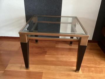 Messing bijzettafel met zwart massief houten poten beschikbaar voor biedingen
