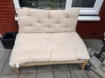 Tuin Houtenbank frame - Beige Kussens, Ophalen, Gebruikt