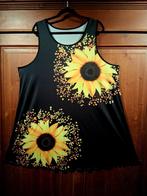 zwarte jurk zonnebloemen 48-50, Kleding | Dames, Grote Maten, Ophalen of Verzenden, Nieuw, Overige kleuren, Jurk