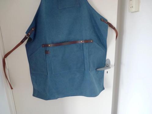 keukenschort, bbq-schort, gewaxt leer, Huis en Inrichting, Keuken | Textiel, Nieuw, Schort, Blauw, Ophalen of Verzenden