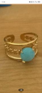 Vergulde Ring met Turquoise Edelsteen, Sieraden, Tassen en Uiterlijk, Ringen, Ophalen of Verzenden