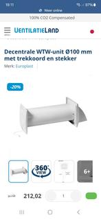 Decentrale wtw unit Europlast, Doe-het-zelf en Verbouw, Ventilatie en Afzuiging, Ophalen, Zo goed als nieuw, Afzuiger