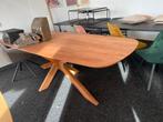 Ovale acaciahouten eettafel 240x100 met houten matrix poot, Ophalen, 100 tot 150 cm, Vijf personen of meer, Ovaal