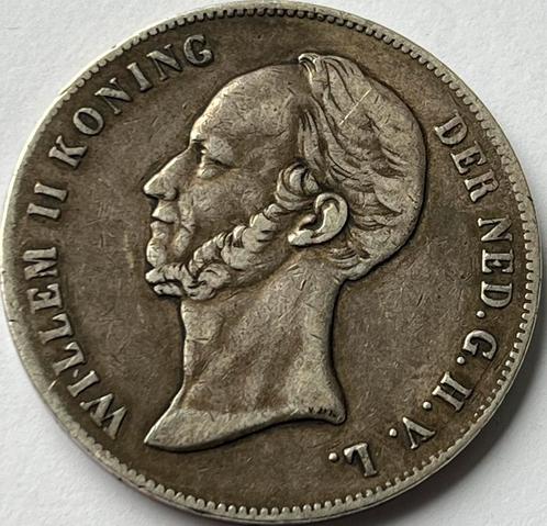 Schaarse rijksdaalder 1849, Postzegels en Munten, Munten | Nederland, Losse munt, 2½ gulden, Koning Willem II, Zilver, Ophalen of Verzenden