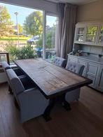 Industriële Eettafel tafel landelijk vintage design, Ophalen, Gebruikt, 100 tot 150 cm, 200 cm of meer