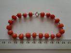 Bloedkoralen armband grote kraal 8 mm, Verzenden, Zilver, Armband, Met edelsteen