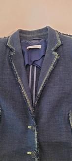 Blazer linnen katoen donkerblauw met limoen stiksel maat 40, Blauw, Maat 42/44 (L), Ophalen of Verzenden, Zo goed als nieuw