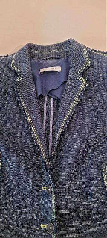 Blazer linnen katoen donkerblauw met limoen stiksel maat 40 beschikbaar voor biedingen