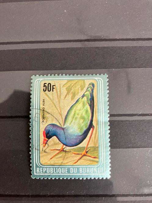 Burundi 50 Fr vogel met zilverkleurige rand, zeldzaam !, Postzegels en Munten, Postzegels | Thematische zegels, Gestempeld, Dier of Natuur