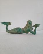 Bronzen zeemermin met trompet schelp, Art & Design kunst, Antiek en Kunst, Ophalen of Verzenden