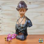 Antiek Gipsen Art Nouveau Buste vrouw (ca1900) Romantisch, Antiek en Kunst, Ophalen of Verzenden