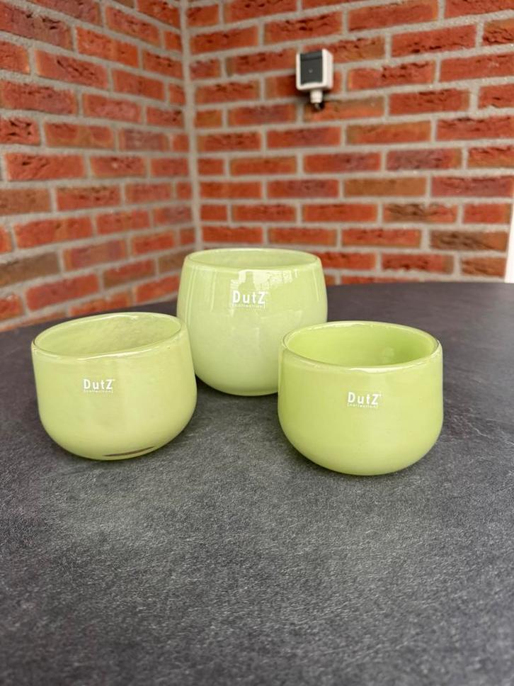 DutZ windlicht / pot / bloempot - lichtgroen - nieuw - 3 st., Huis en Inrichting, Woonaccessoires | Kandelaars en Kaarsen, Nieuw