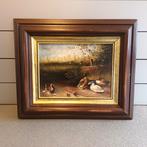 Eenden aan het water, klassiek olieverf schilderij, gesign., Antiek en Kunst, Kunst | Schilderijen | Klassiek, Ophalen of Verzenden