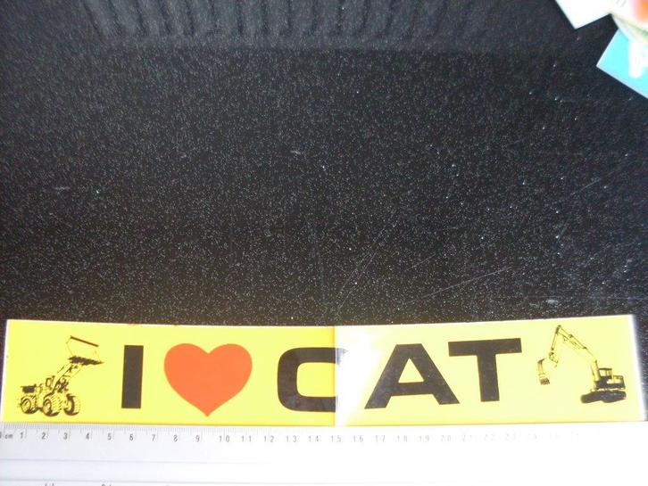 sticker I love cat logo bulldozers zwenkladers graafmachines, Verzamelen, Stickers, Zo goed als nieuw, Merk, Verzenden
