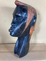 Hard houten hoofd van een Afrikaanse vrouw., Antiek en Kunst, Kunst | Beelden en Houtsnijwerken, Ophalen of Verzenden