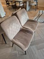 4 eetkamerstoelen velours - champagne, Ophalen, Gebruikt, Overige kleuren
