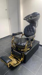Kapperstoel met wasbak, Huis en Inrichting, Stoelen, Ophalen, Zo goed als nieuw, Zwart, Eén